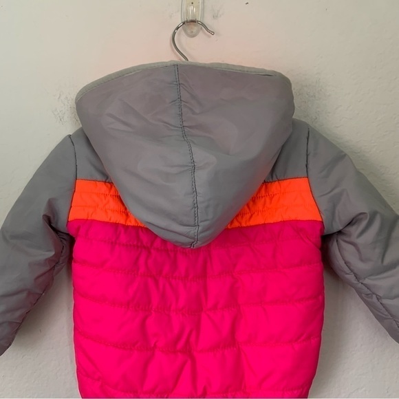 Champion Baby Girl Puffer Jacket Fleece Lined Size 12 Months fluorescent Hooded - Picture 4 of 14